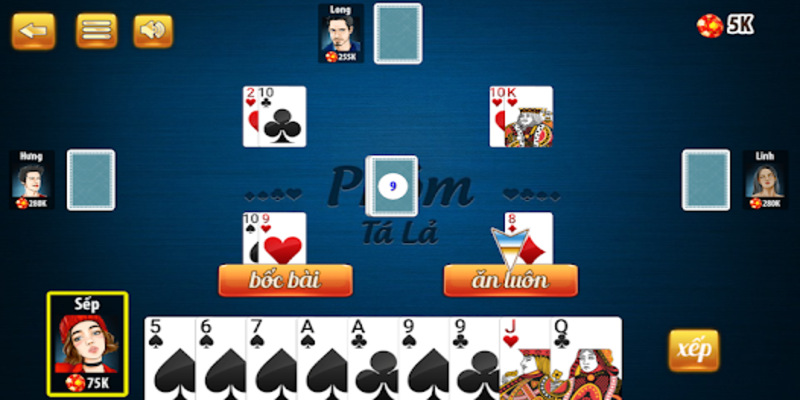 Tham gia chơi Phỏm Tá Lả tại 123Win House